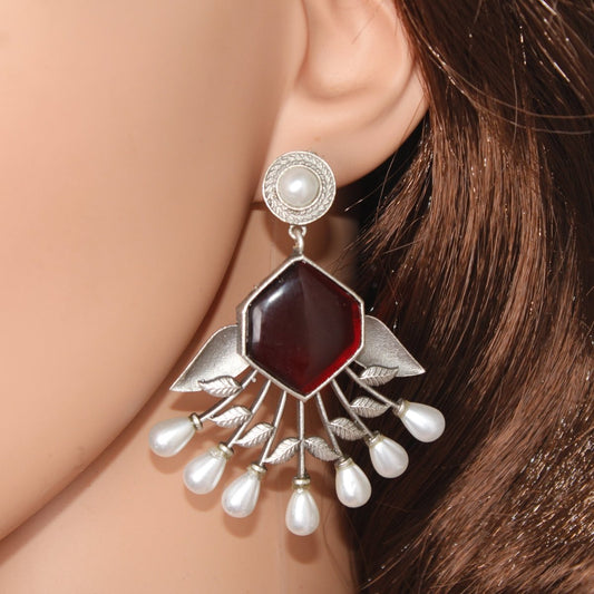 SILVER LOOK ALIKE DANGLE ROUND TOP - PURPLE