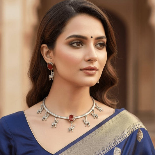 SILVER LOOK ALIKE DEER HASLI-RED