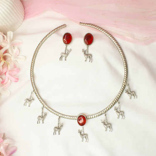 SILVER LOOK ALIKE DEER HASLI-RED