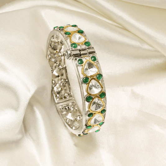SILVER REPLICA POLKI BRACELET - GREEN