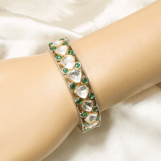 SILVER REPLICA POLKI BRACELET - GREEN