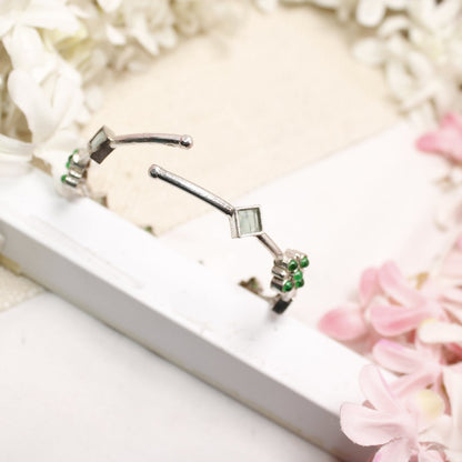 SILVER REPLICA THIN BRACELET - PAIR OF TWO - GREEN