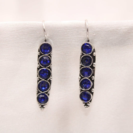 STRING STONE DANGLER EARRING- BLUE