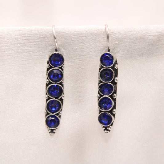 STRING STONE DANGLER EARRING - BLUE