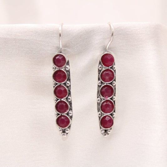 STRING STONE DANGLER EARRING - RED