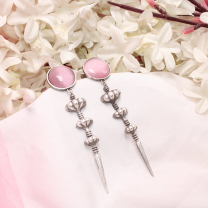 SUI DHAGA LOOK MONALISA STONE EARRING - PINK