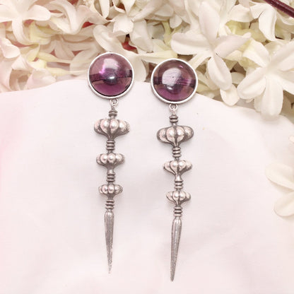 SUI DHAGA LOOK MONALISA STONE EARRING-PURPLE