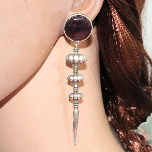 SUI DHAGA LOOK MONALISA STONE EARRING - PURPLE