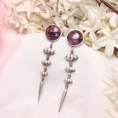 SUI DHAGA LOOK MONALISA STONE EARRING - PURPLE