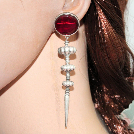 SUI DHAGA LOOK MONALISA STONE EARRING - RED