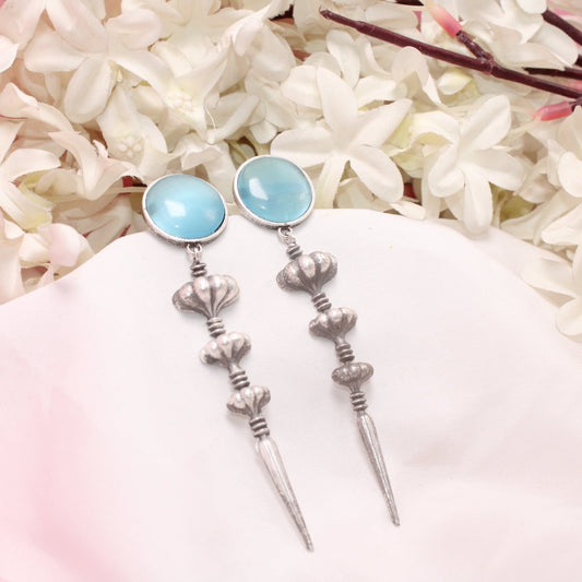 SUI DHAGA LOOK MONALISA STONE EARRING - SKY BLUE