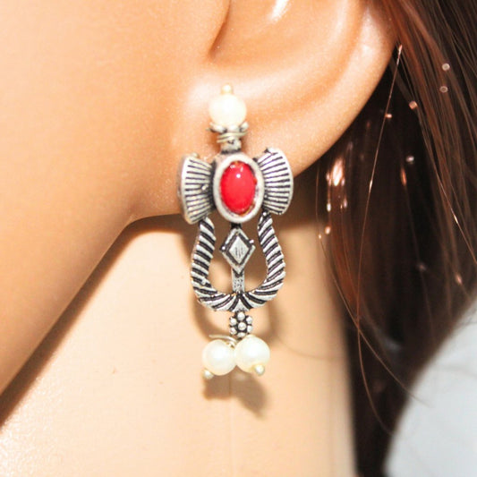 TEMPLE DESIGN NAVRANG NECKLACE SET - MAROON & GREEN