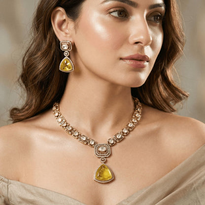 Yellow Stone Heritage Necklace with Matching Earrings