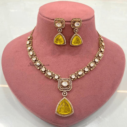 Yellow Stone Heritage Necklace with Matching Earrings