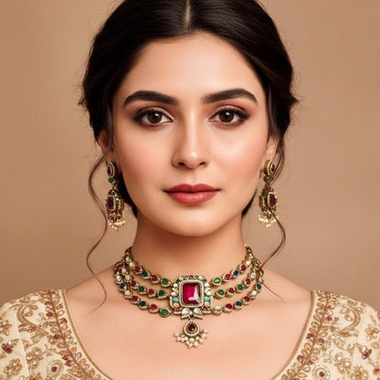 ZHALRA TEEN LADI CHOKER-NAVRATNA