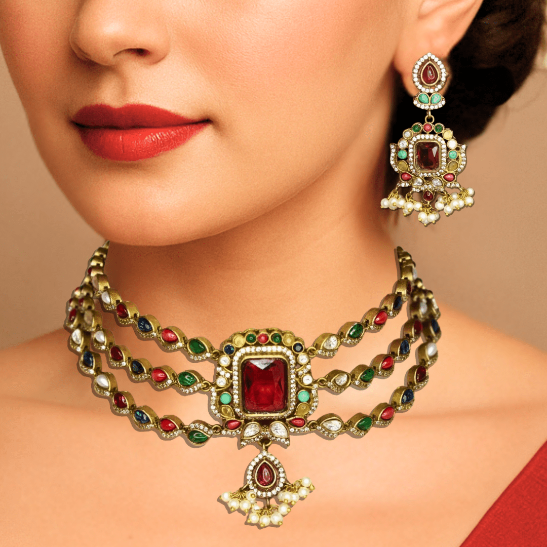 ZHALRA TEEN LADI CHOKER - NAVRATNA