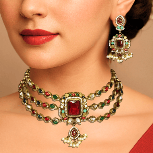 ZHALRA TEEN LADI CHOKER - NAVRATNA