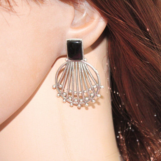 ZIVA MONALISA STONE EARRING - BLACK