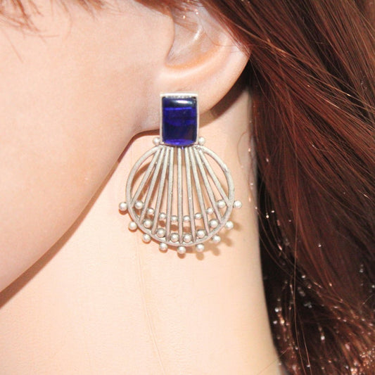 ZIVA MONALISA STONE EARRING - BLUE