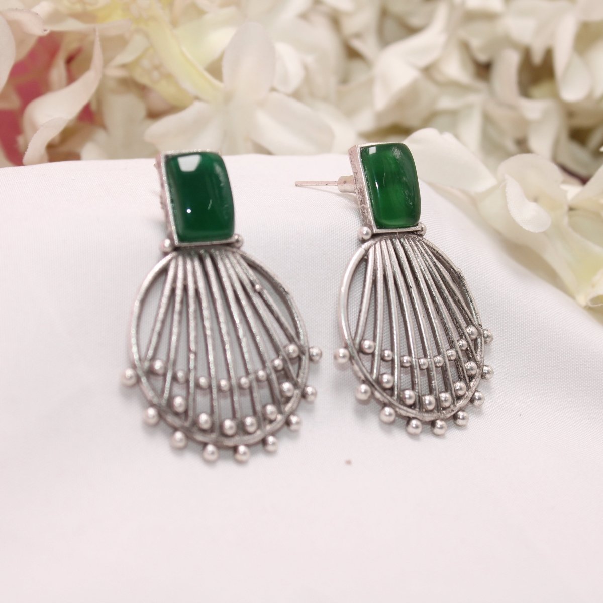 ZIVA MONALISA STONE EARRING-GREEN