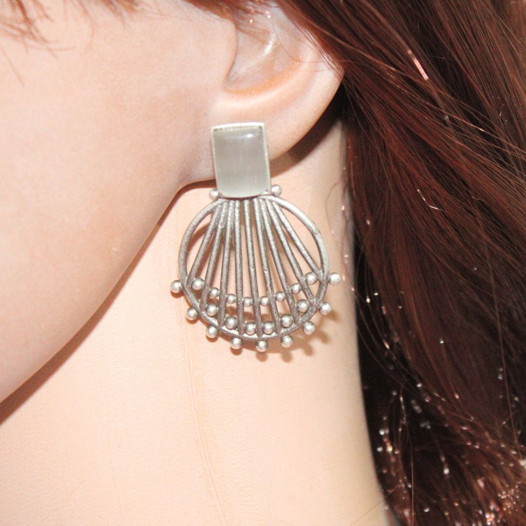 ZIVA MONALISA STONE EARRING-GREY