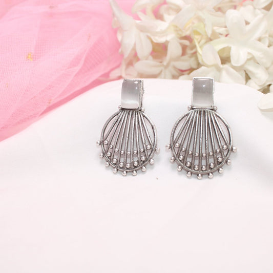 ZIVA MONALISA STONE EARRING - GREY