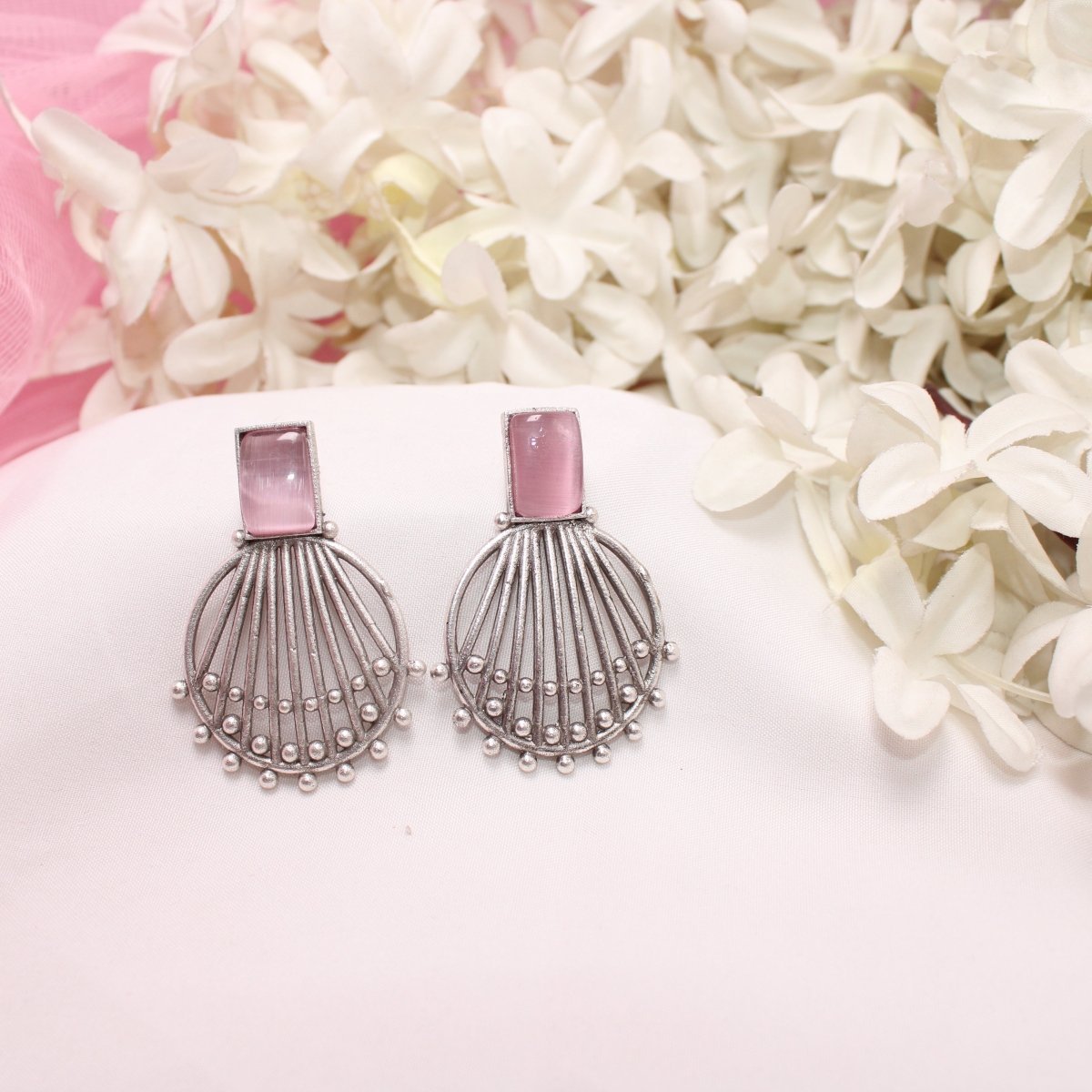 ZIVA MONALISA STONE EARRING-PINK