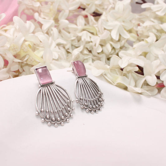 ZIVA MONALISA STONE EARRING - PINK