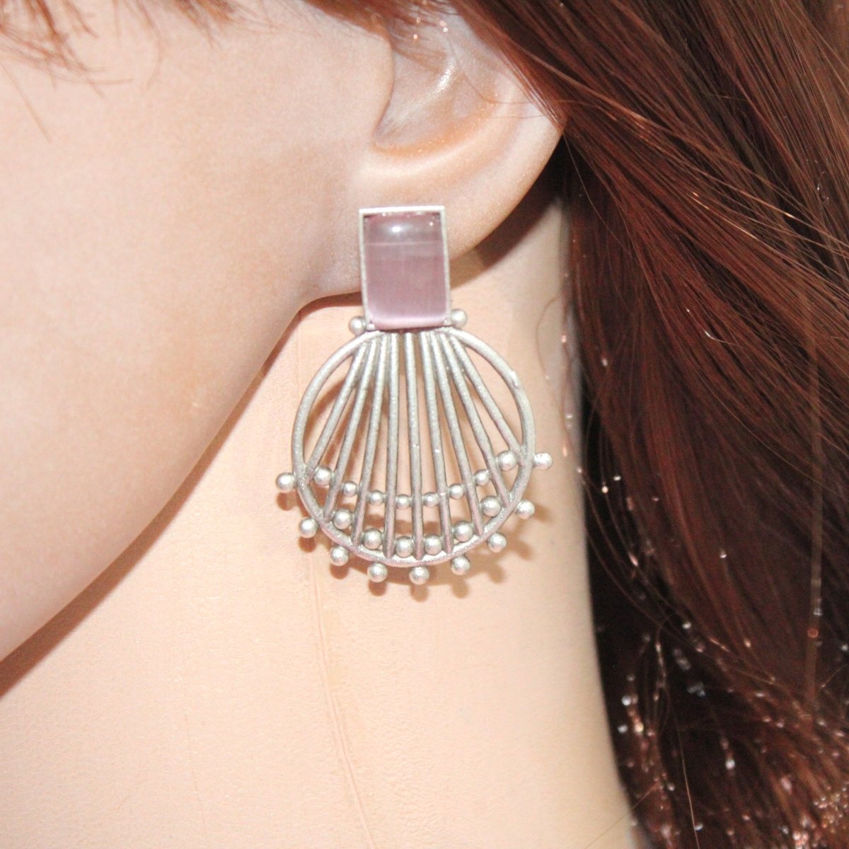 ZIVA MONALISA STONE EARRING - PINK