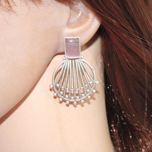 ZIVA MONALISA STONE EARRING - PINK