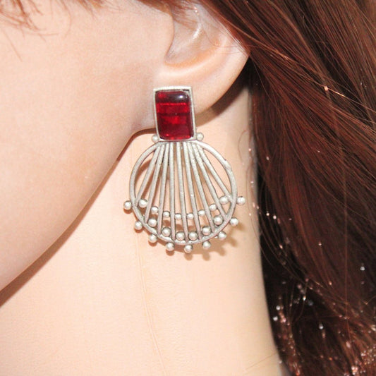 ZIVA MONALISA STONE EARRING-RED