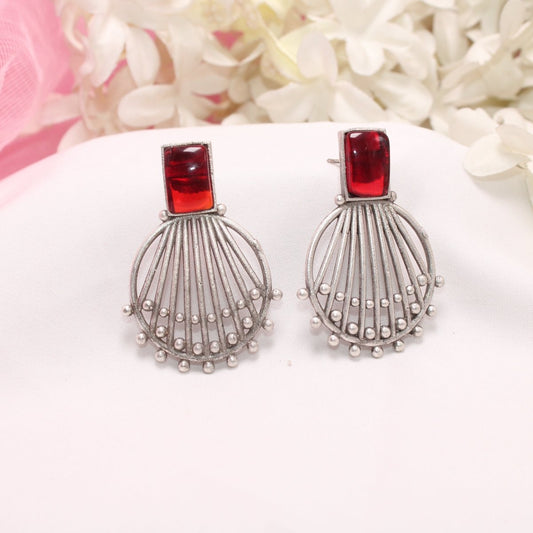 ZIVA MONALISA STONE EARRING - RED