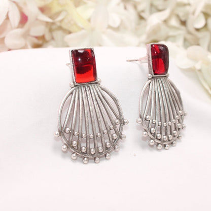 ZIVA MONALISA STONE EARRING-RED