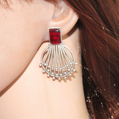 ZIVA MONALISA STONE EARRING - RED