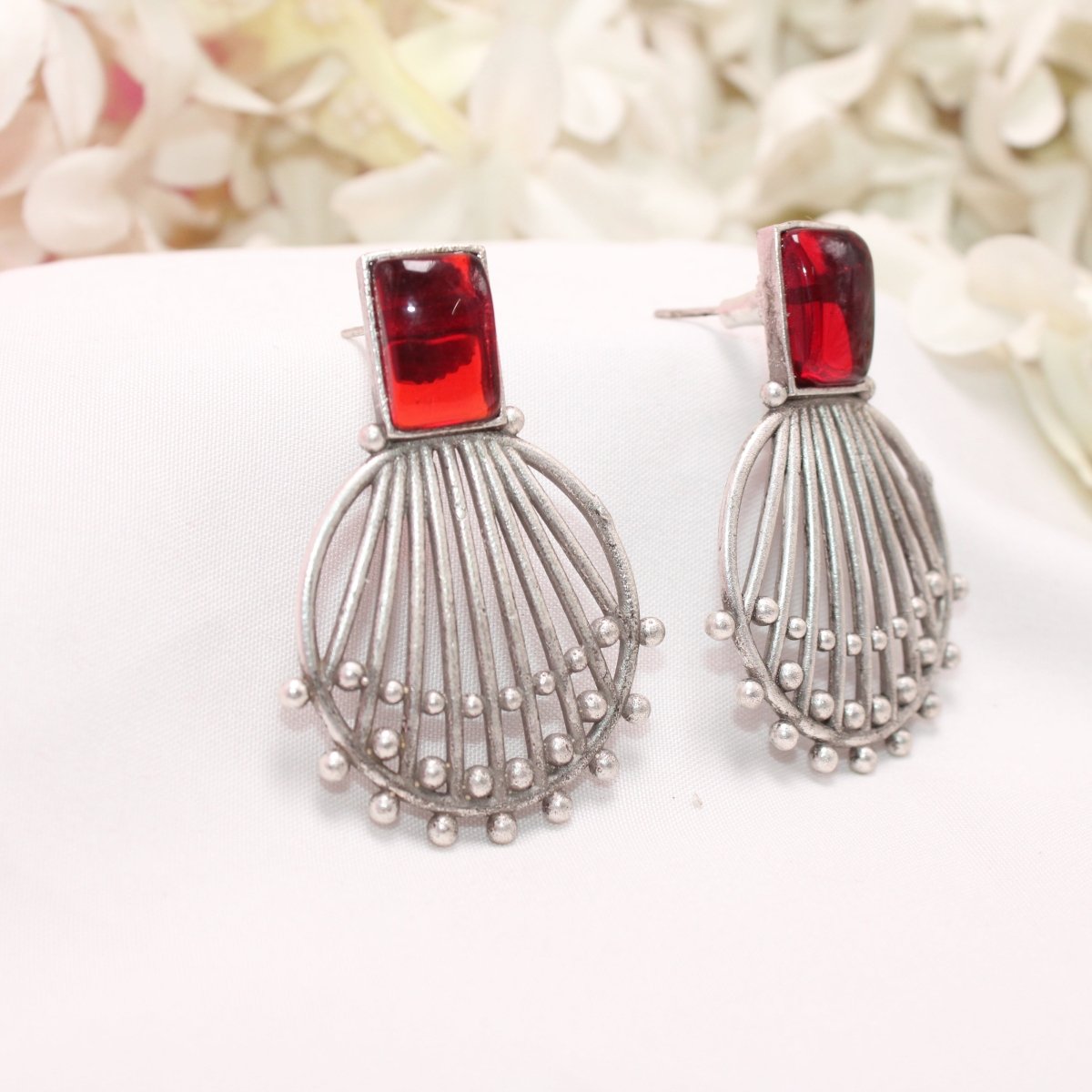 ZIVA MONALISA STONE EARRING - RED