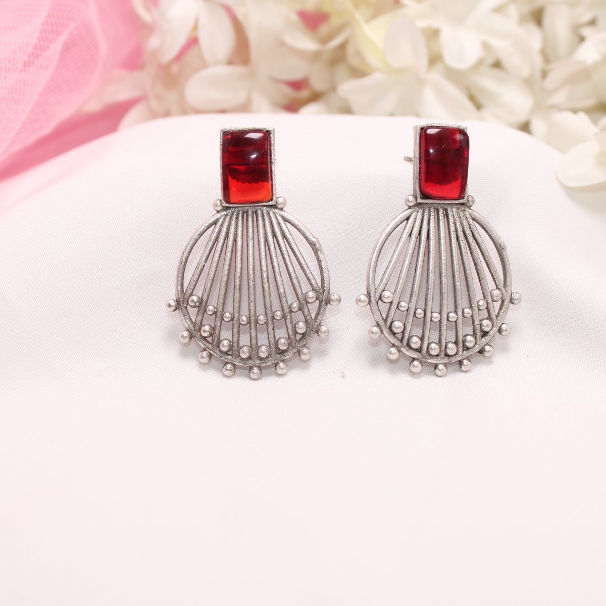 ZIVA MONALISA STONE EARRING - RED