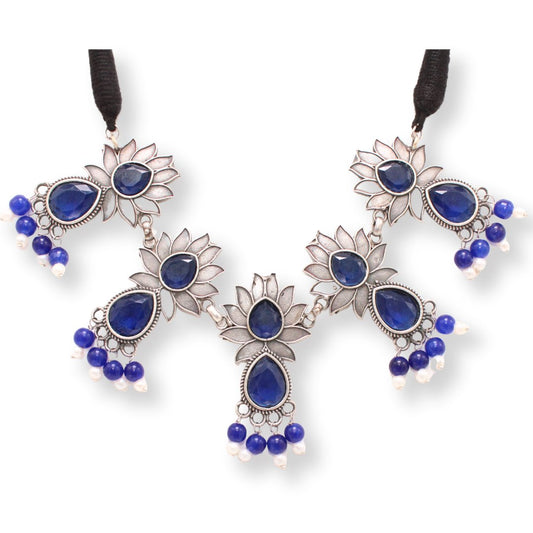 5 LOTUS NECKLACE - BLUE