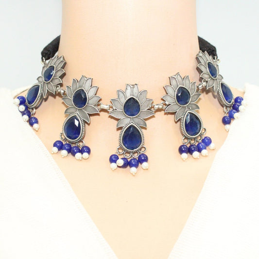 5 LOTUS NECKLACE - BLUE
