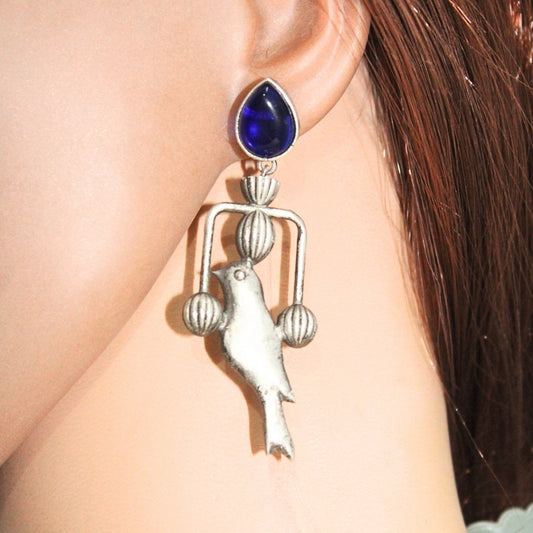 AMBER BIRD DANGLER - BLUE
