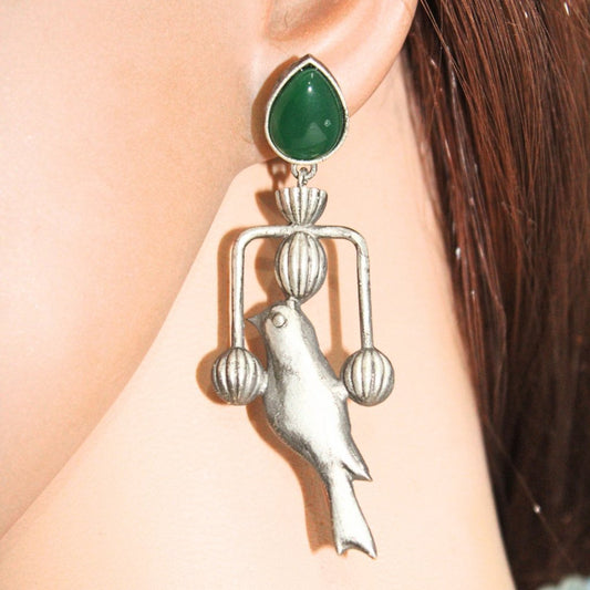 AMBER BIRD DANGLER - GREEN