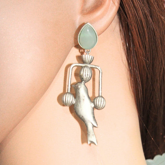 AMBER BIRD DANGLER - LIGHT TURQUOISE