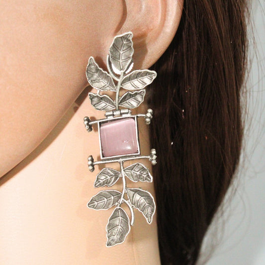 CREEPER LEAVES EARRINGS - PINK