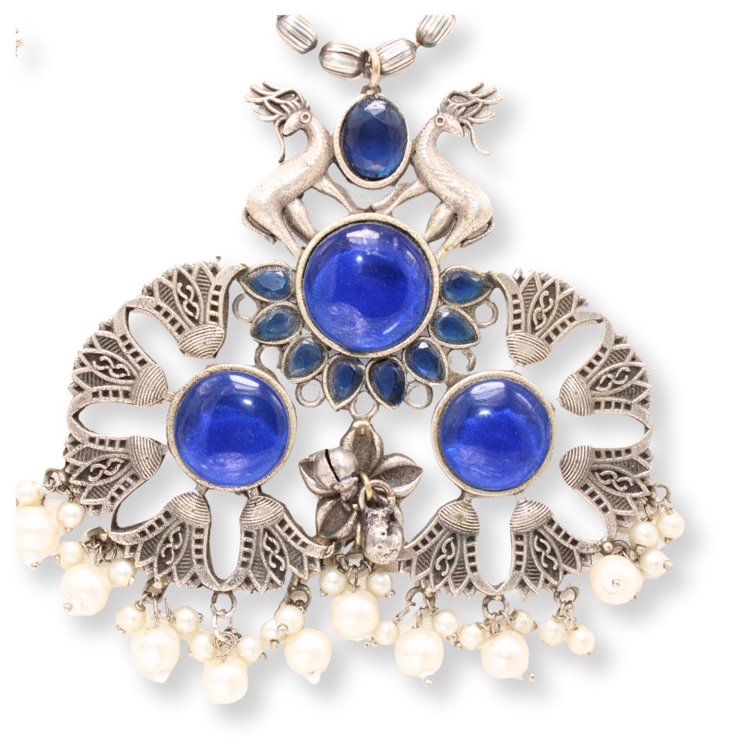 DEER PAIR NECKLACE SET - BLUE
