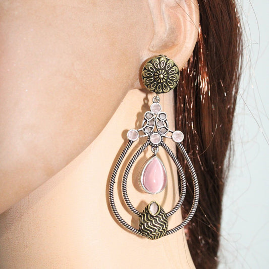 MULTI LAYER RING DUAL TONE DANGLER - PINK