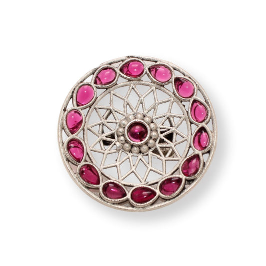 MULTI STONE RING ROUND SHAPE - MAGENTA