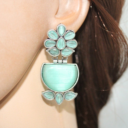 NAVRANG MULTI STONE STUD DANGLER - TURQUOISE