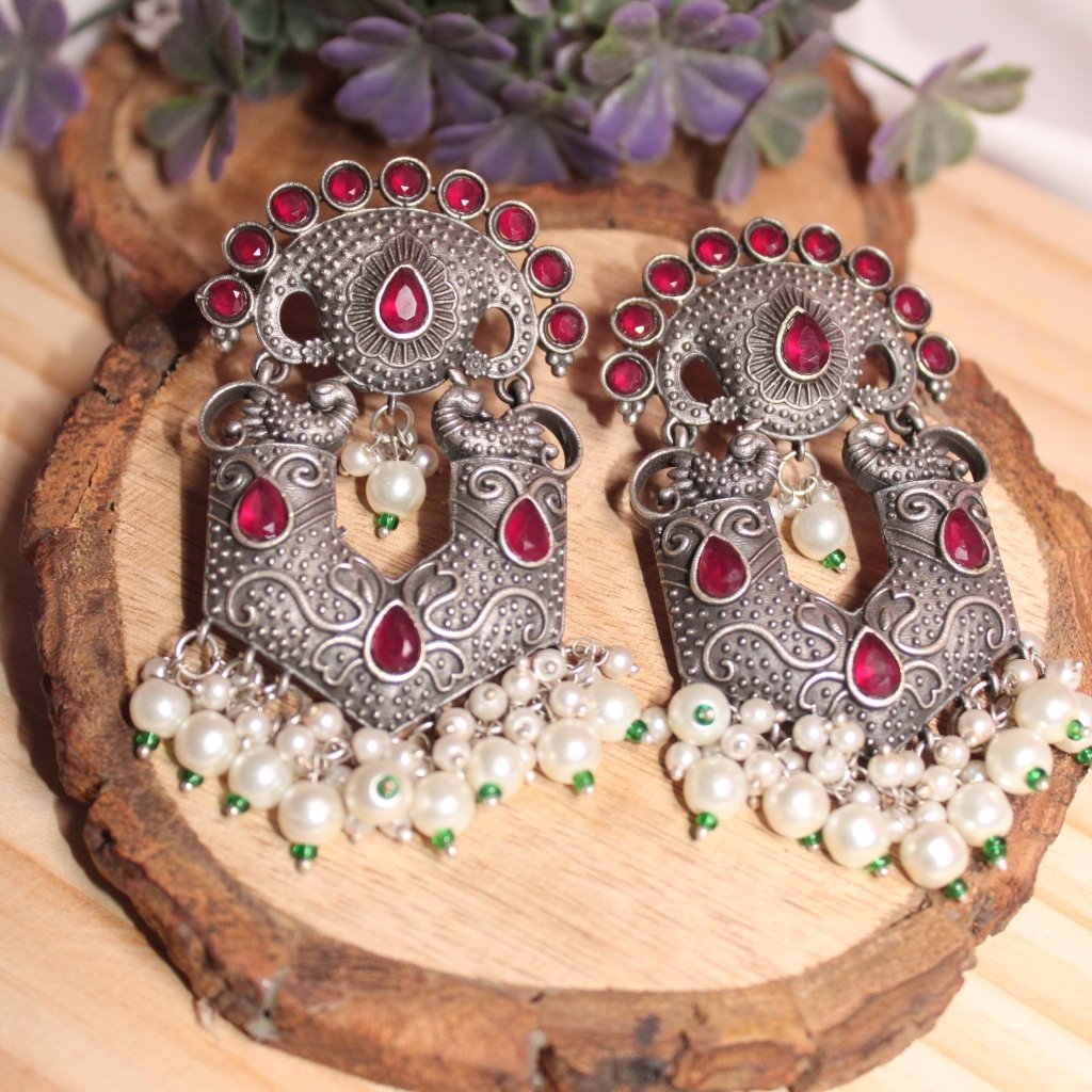 Nisha jhumka earrings-Red – Rohika Store