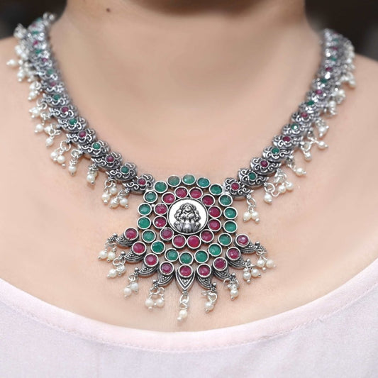 AASTHA NECKLACE SET - MAGENTA & GREEN Navraee By Jaipur Jewels Shop