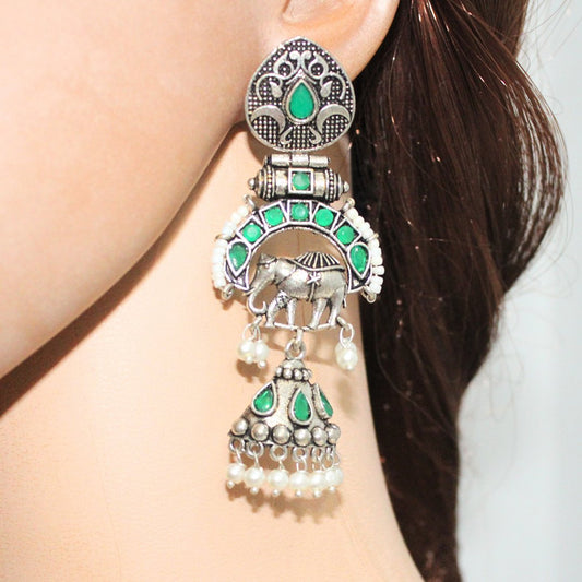 PEARL & BEADS ELEPHANT DANGLER - GREEN