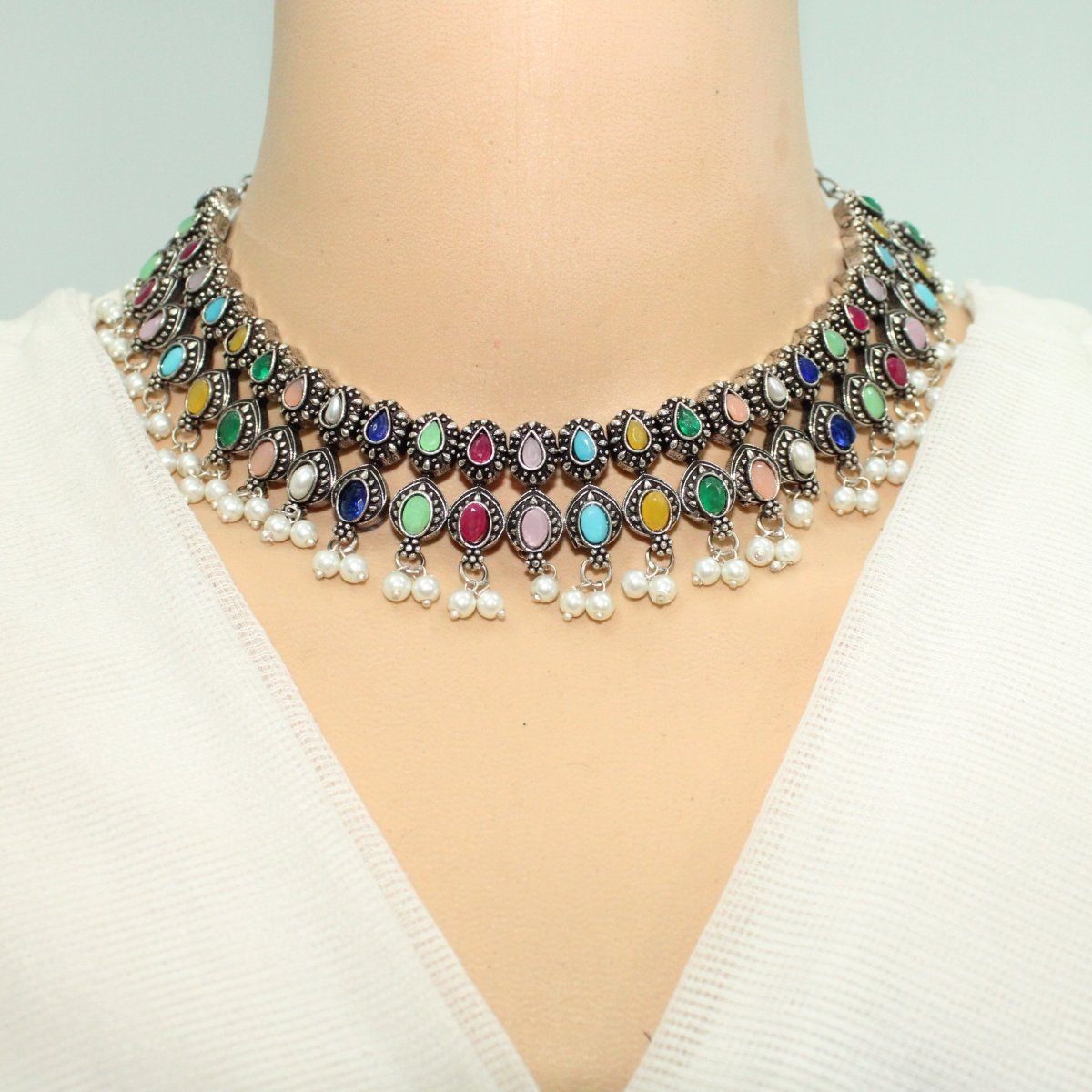 RATNA SHREE NECKLACE SET - MULTICOLOUR